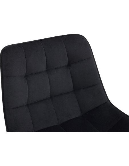 Tabouret de bar moderne en Velours Noir Métal Noir Motif matelassé Nolwin - 4