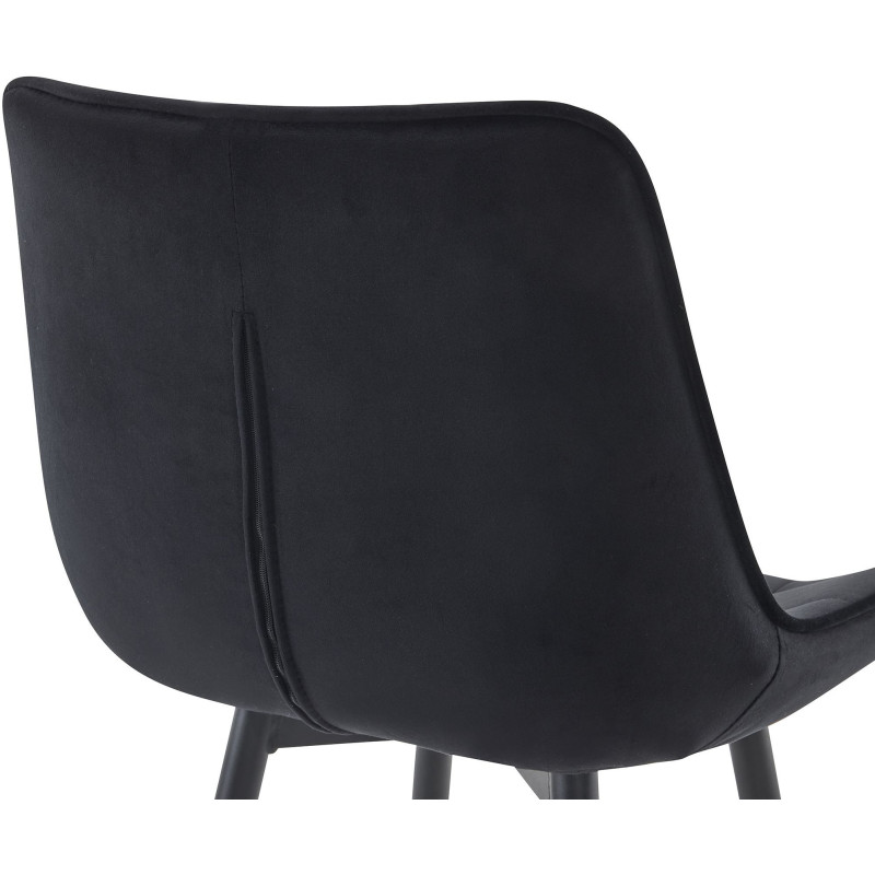 Tabouret de bar moderne en Velours Noir Métal Noir Motif matelassé Nolwin - 5