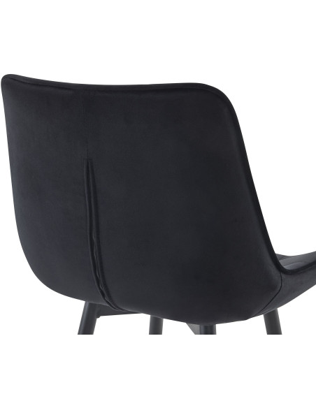 Tabouret de bar moderne en Velours Noir Métal Noir Motif matelassé Nolwin - 5
