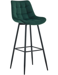 Tabouret de bar moderne en Velours Vert Métal Noir Motif matelassé Nolwin - 1