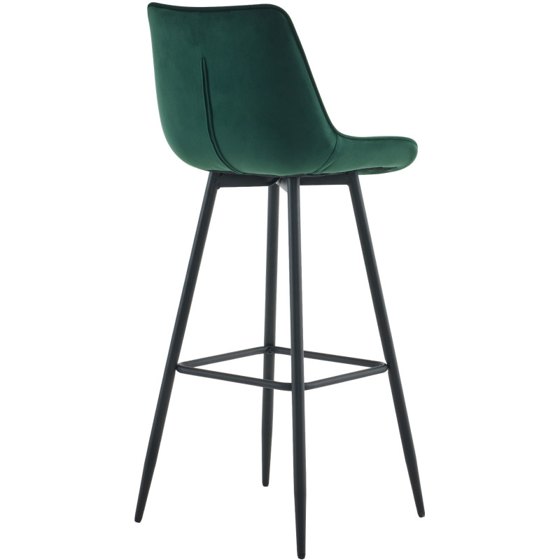 Tabouret de bar moderne en Velours Vert Métal Noir Motif matelassé Nolwin - 2