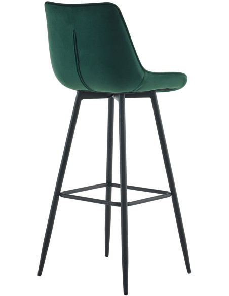 Tabouret de bar moderne en Velours Vert Métal Noir Motif matelassé Nolwin - 2