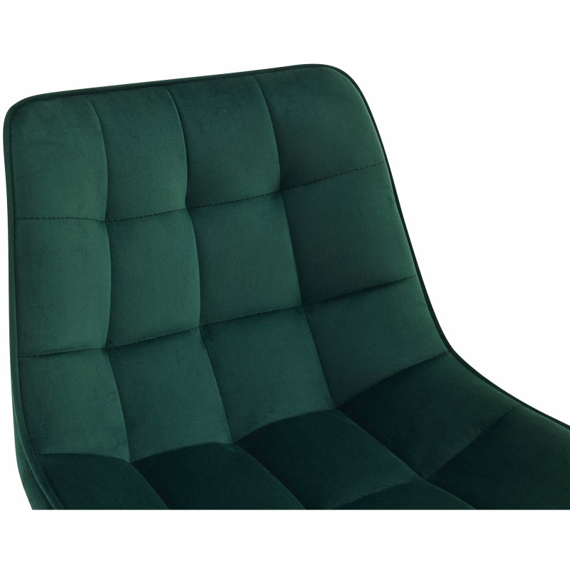 Tabouret de bar moderne en Velours Vert Métal Noir Motif matelassé Nolwin - 3