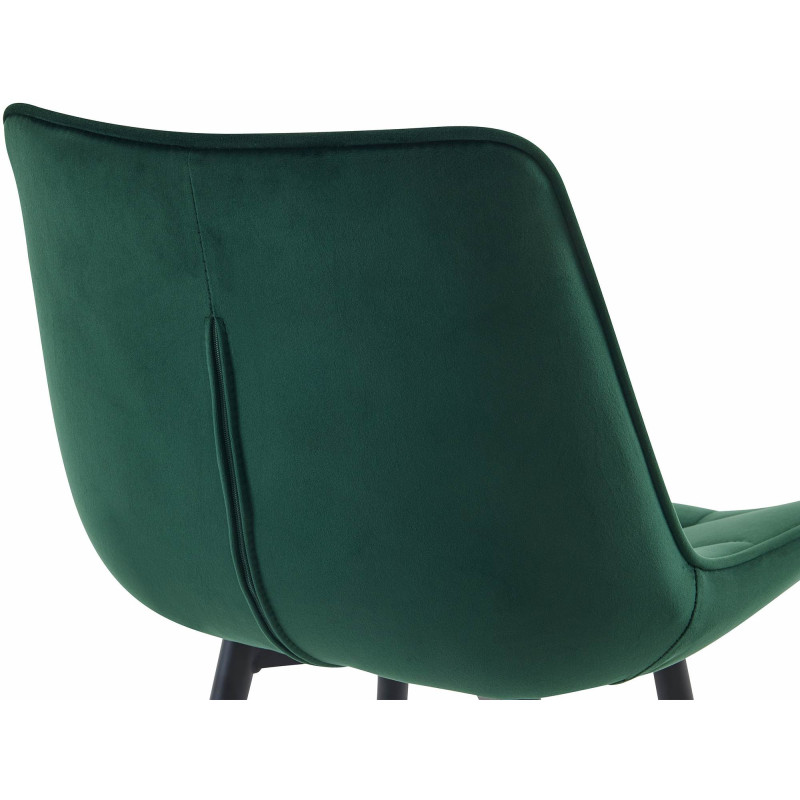Tabouret de bar moderne en Velours Vert Métal Noir Motif matelassé Nolwin - 4