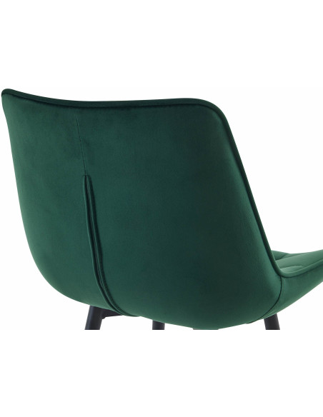 Tabouret de bar moderne en Velours Vert Métal Noir Motif matelassé Nolwin - 4