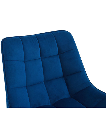 Tabouret de bar moderne en Velours Bleu Métal Noir Motif matelassé Nolwin - 3