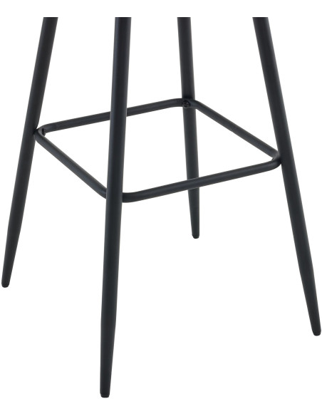 Tabouret de bar moderne en Velours Gris Métal Noir Motif matelassé Nolwin - 6