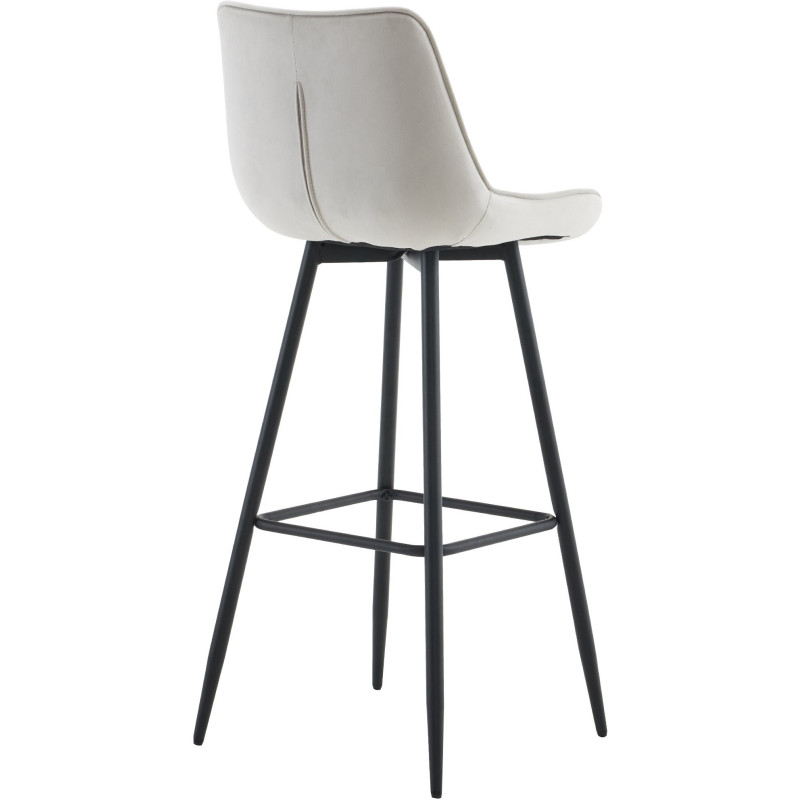 Tabouret de bar moderne en Velours Gris Métal Noir Motif matelassé Nolwin - 2