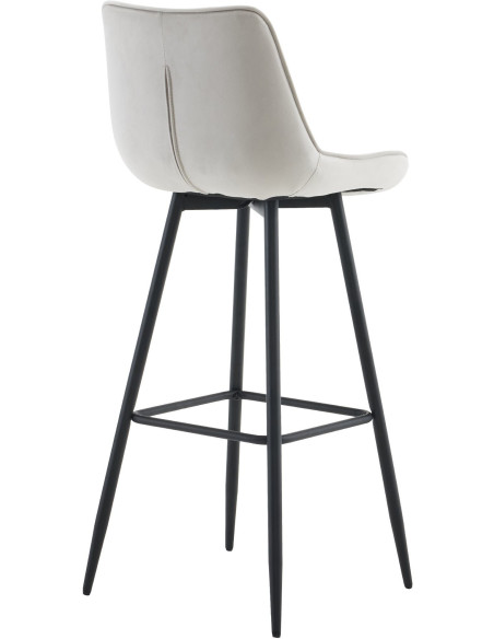 Tabouret de bar moderne en Velours Gris Métal Noir Motif matelassé Nolwin - 2
