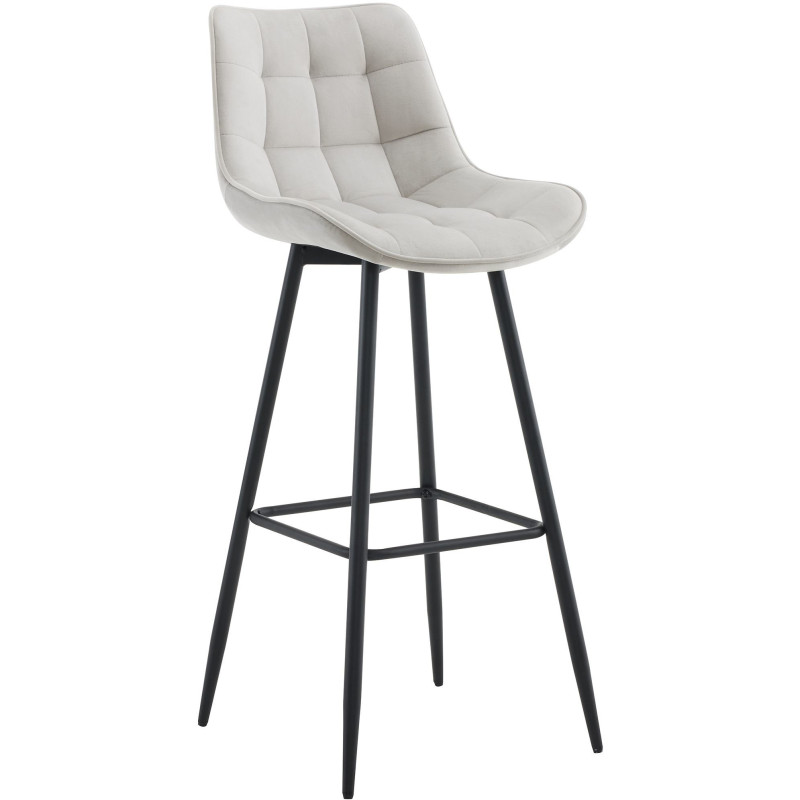 Tabouret de bar moderne en Velours Gris Métal Noir Motif matelassé Nolwin - 1