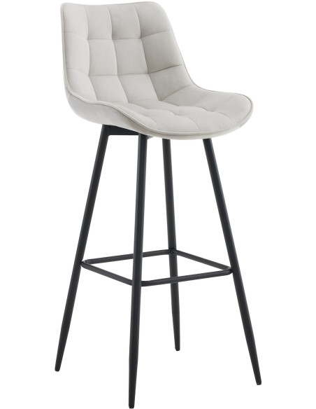 Tabouret de bar moderne en Velours Gris Métal Noir Motif matelassé Nolwin - 1