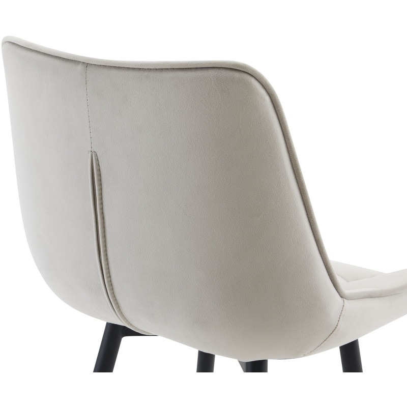 Tabouret de bar moderne en Velours Gris Métal Noir Motif matelassé Nolwin - 4