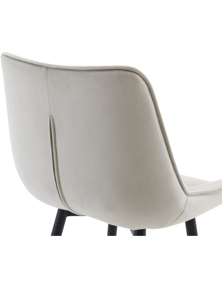 Tabouret de bar moderne en Velours Gris Métal Noir Motif matelassé Nolwin - 4