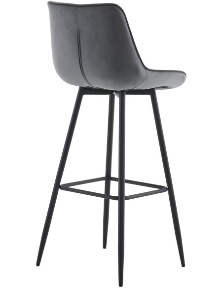 Tabouret de bar moderne en Velours Gris foncé Métal Noir Motif matelassé Nolwin - 3