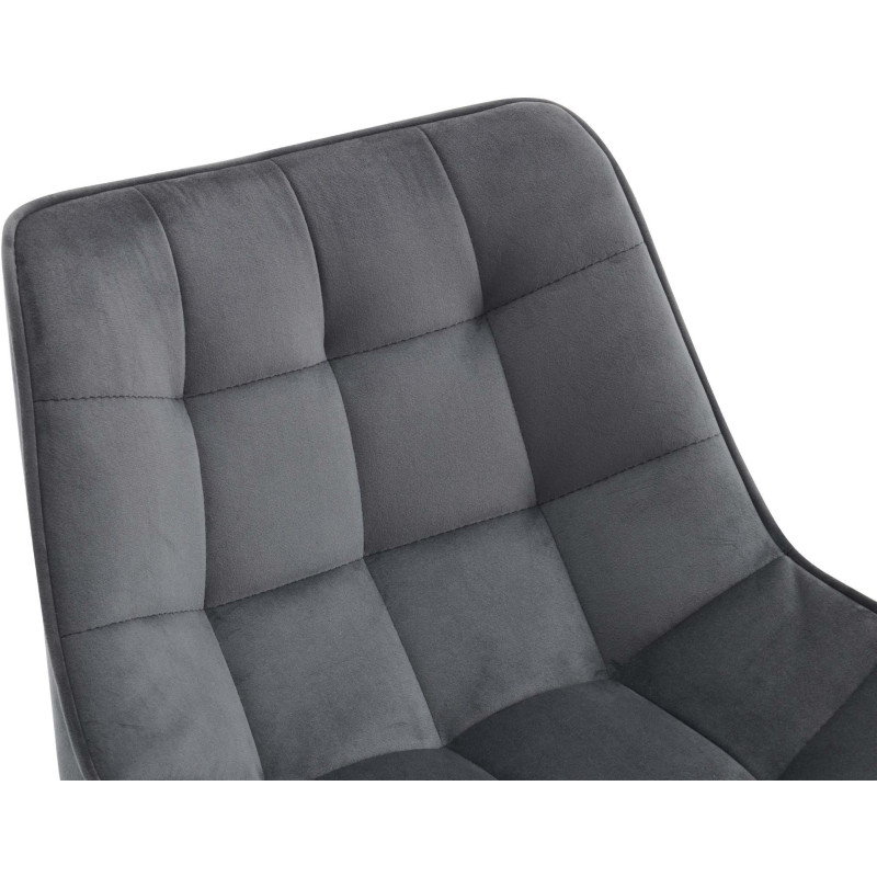 Tabouret de bar moderne en Velours Gris foncé Métal Noir Motif matelassé Nolwin - 4