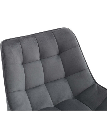 Tabouret de bar moderne en Velours Gris foncé Métal Noir Motif matelassé Nolwin - 4