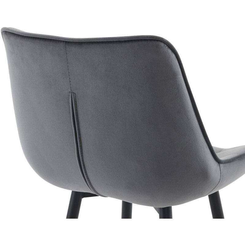 Tabouret de bar moderne en Velours Gris foncé Métal Noir Motif matelassé Nolwin - 5