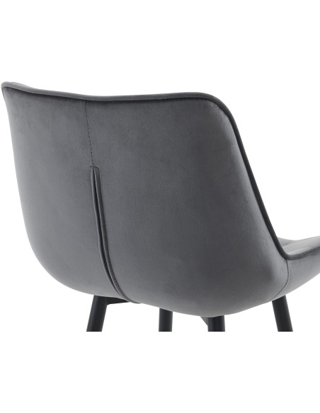 Tabouret de bar moderne en Velours Gris foncé Métal Noir Motif matelassé Nolwin - 5