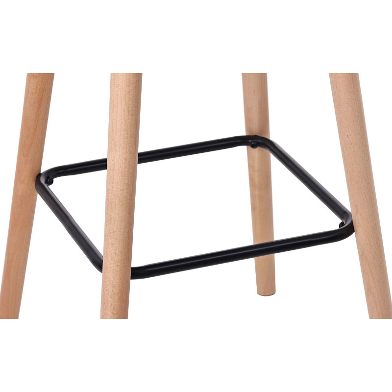 Tabouret de bar scandinave en Velours Gris clair Bois de hêtre Naturel Norvyn - 5