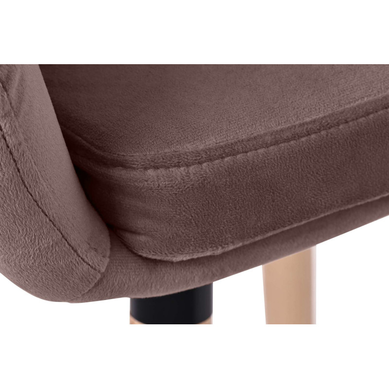 Tabouret de bar scandinave en Velours Marron café Bois de hêtre Naturel Norvyn - 2