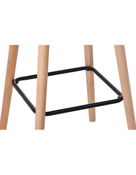 Tabouret de bar scandinave en Velours Marron café Bois de hêtre Naturel Norvyn - 5