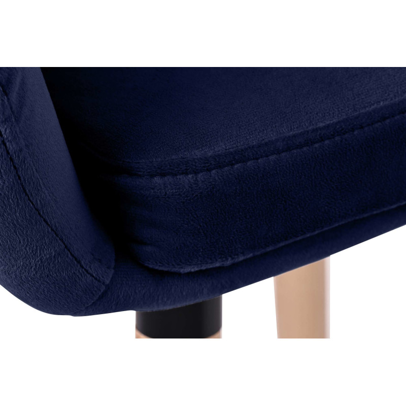 Tabouret de bar scandinave en Velours Bleu foncé Bois de hêtre Naturel Norvyn - 5