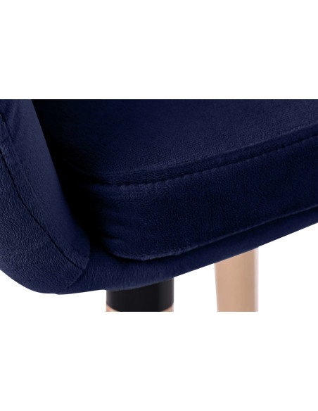 Tabouret de bar scandinave en Velours Bleu foncé Bois de hêtre Naturel Norvyn - 5