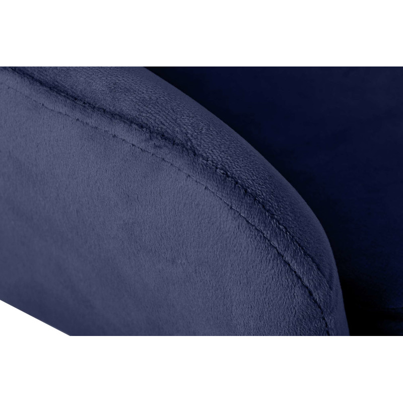 Tabouret de bar scandinave en Velours Bleu foncé Bois de hêtre Naturel Norvyn - 6