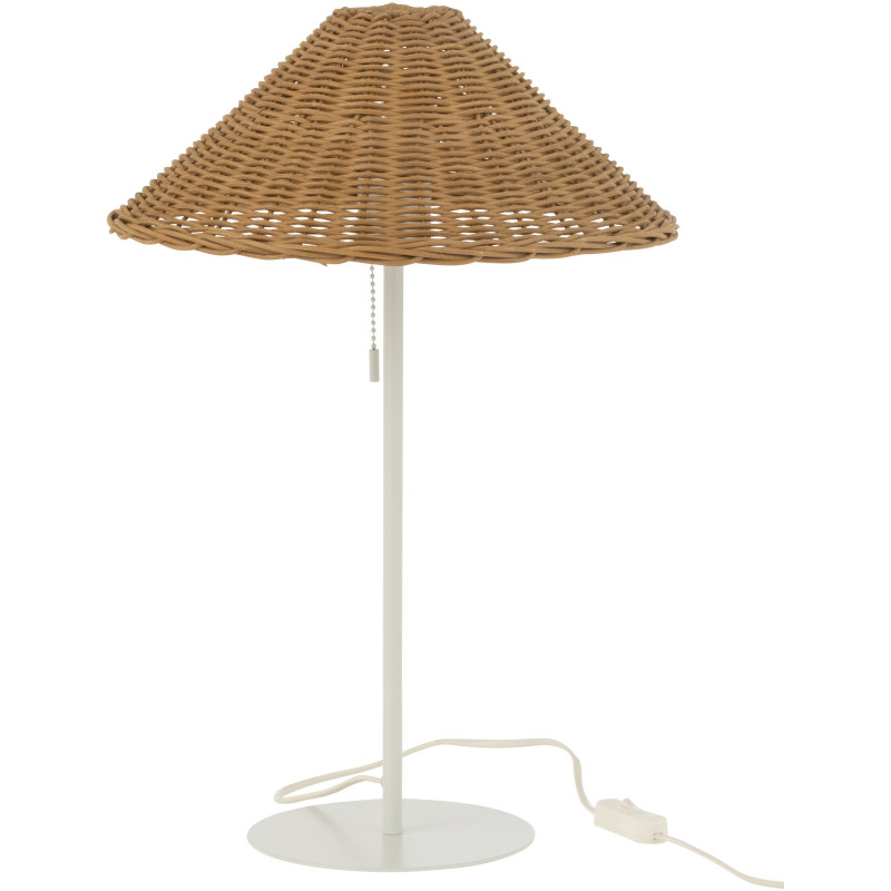 Lampe à poser en Rotin Naturel Métal Blanc Elliott - 1