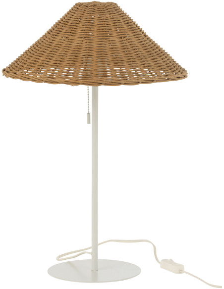 Lampe à poser en Rotin Naturel Métal Blanc Elliott - 1