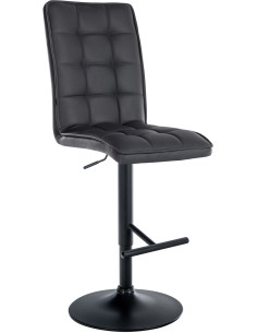 Tabouret de bar Dossier haut en Polyuréthane Noir Métal Noir Liam  - 1