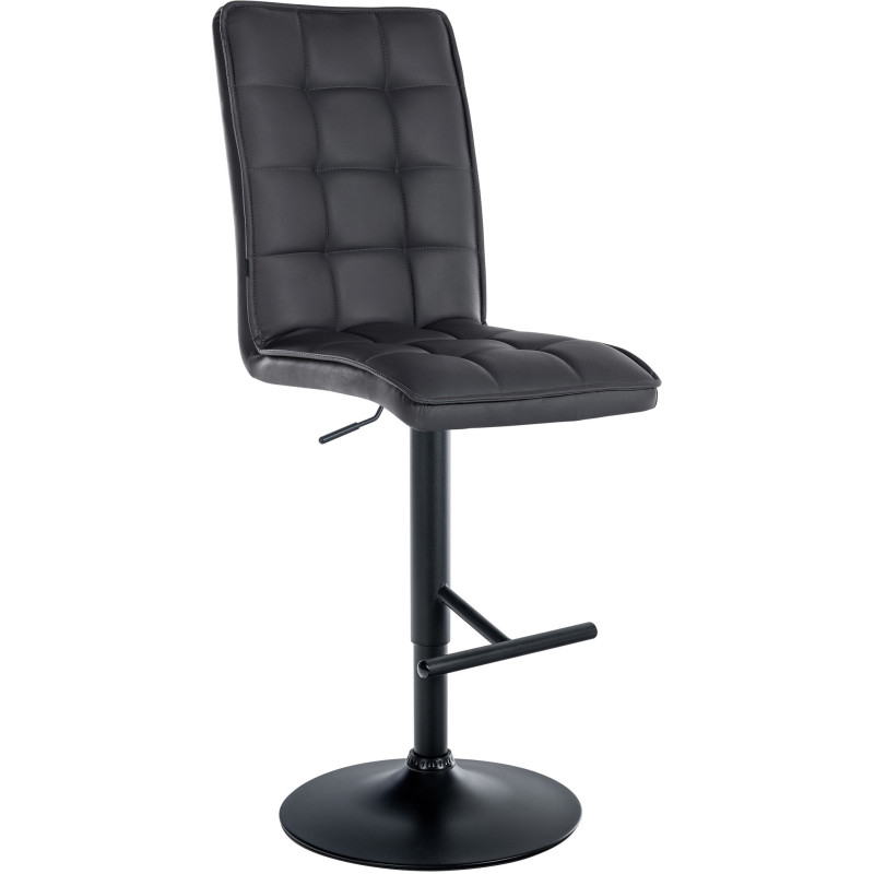 Tabouret de bar Dossier haut en Polyuréthane Noir Métal Noir Liam  - 1