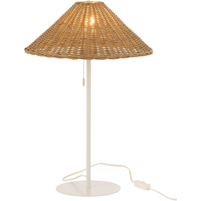 Lampe à poser en Rotin Naturel Métal Blanc Elliott - 2