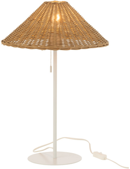 Lampe à poser en Rotin Naturel Métal Blanc Elliott - 2