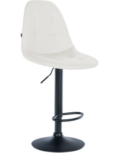 Tabouret de bar moderne en Polyuréthane Blanc Métal Noir Leyran - 1