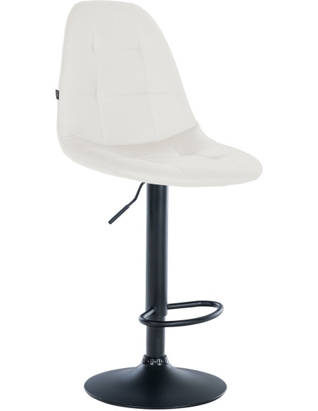 Tabouret de bar moderne en Polyuréthane Blanc Métal Noir Leyran - 1