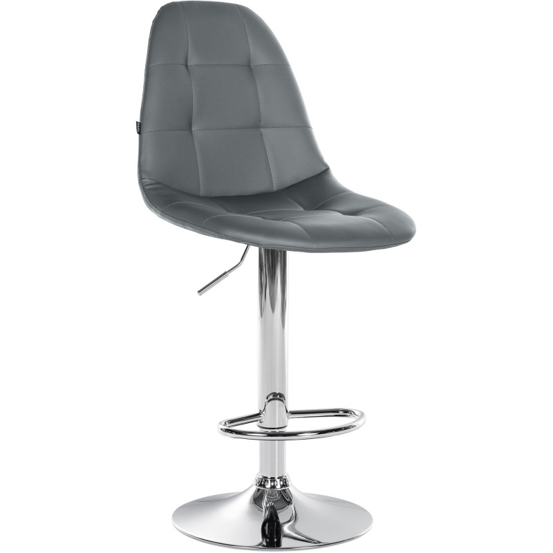 Tabouret de bar moderne en Polyuréthane Gris Métal Argenté Leyran - 1