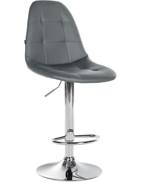 Tabouret de bar moderne en Polyuréthane Gris Métal Argenté Leyran - 1
