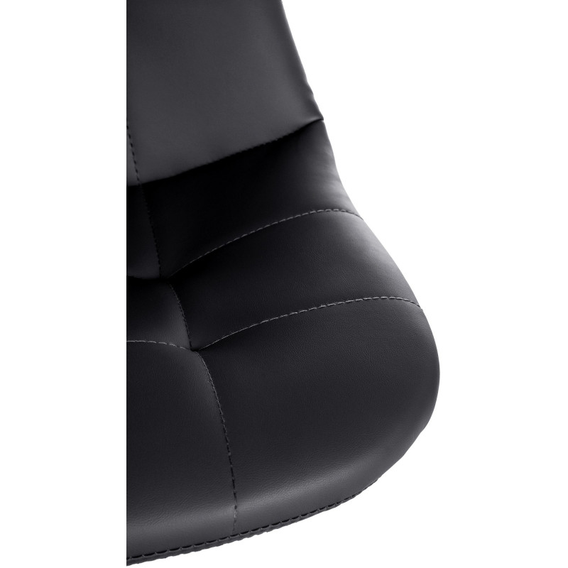 Tabouret de bar moderne en Polyuréthane Noir Métal Argenté Leyran - 4