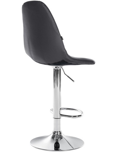 Tabouret de bar moderne en Polyuréthane Noir Métal Argenté Leyran - 2