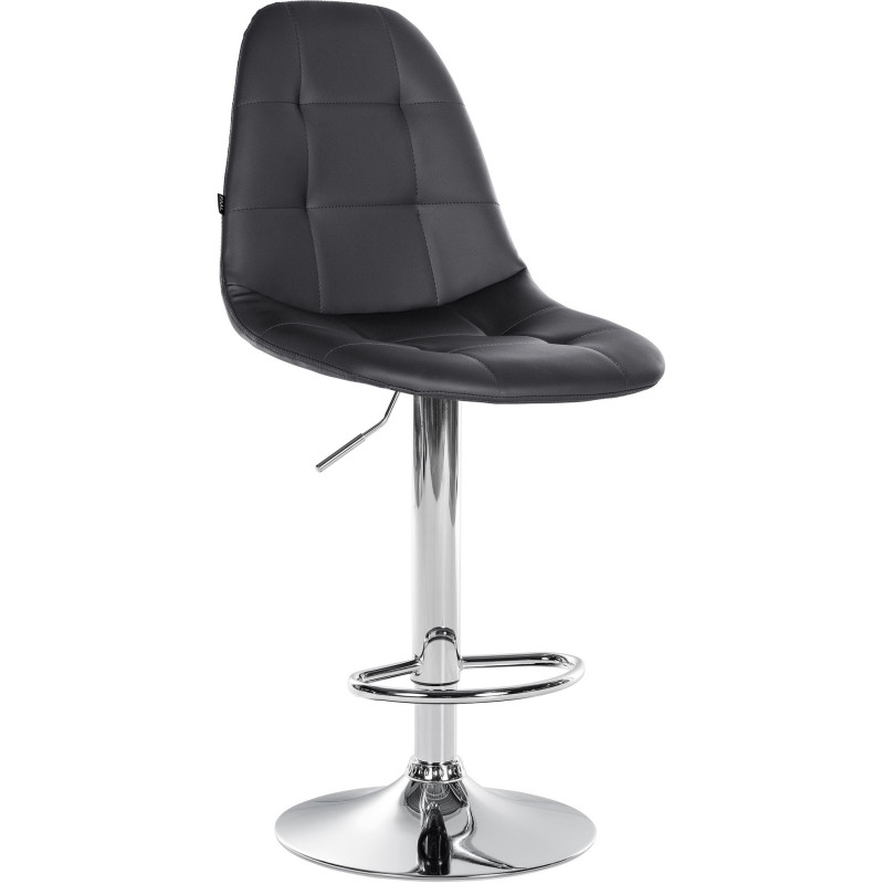 Tabouret de bar moderne en Polyuréthane Noir Métal Argenté Leyran - 1