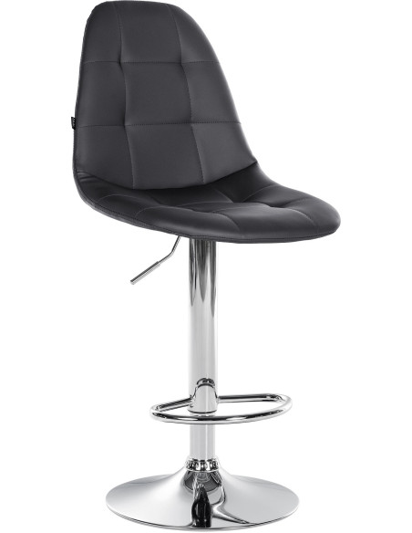 Tabouret de bar moderne en Polyuréthane Noir Métal Argenté Leyran - 1
