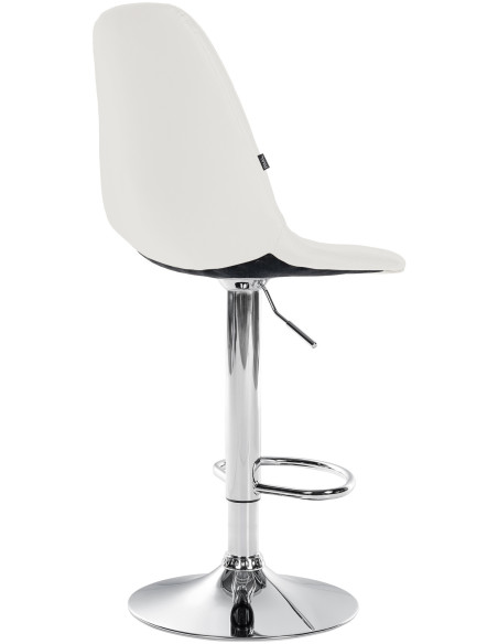 Tabouret de bar moderne en Polyuréthane Blanc Métal Argenté Leyran - 2