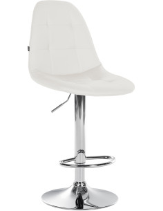 Tabouret de bar moderne en Polyuréthane Blanc Métal Argenté Leyran - 1