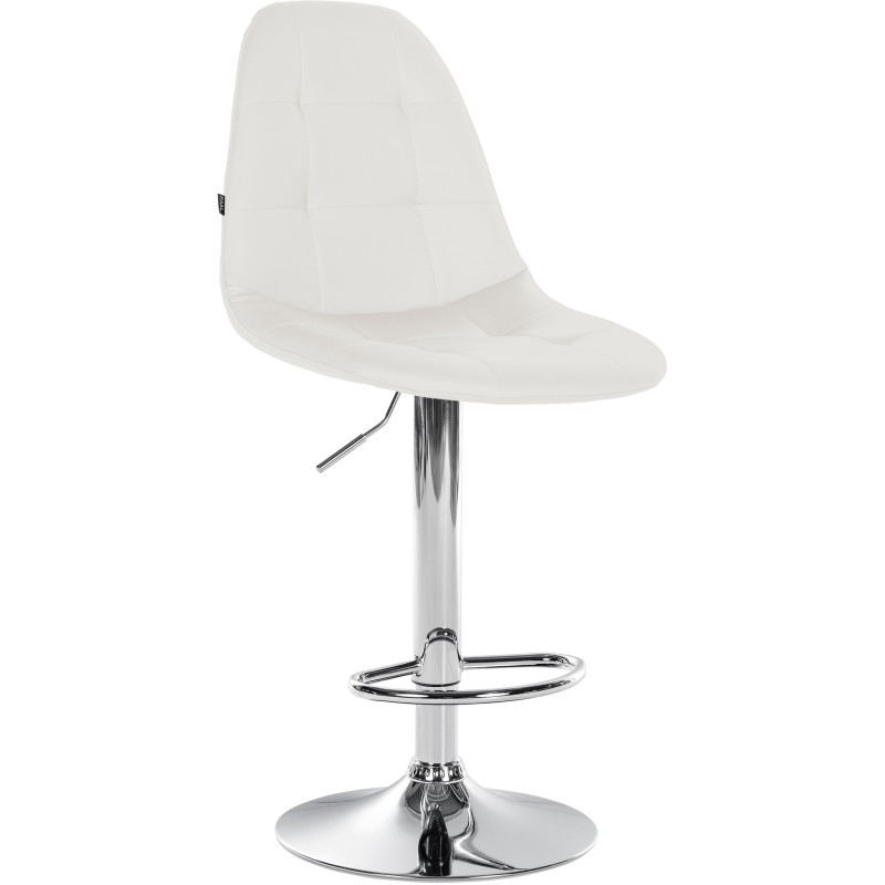 Tabouret de bar moderne en Polyuréthane Blanc Métal Argenté Leyran - 1