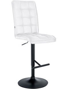 Tabouret de bar Dossier haut en Polyuréthane Blanc Métal Noir Liam - 1