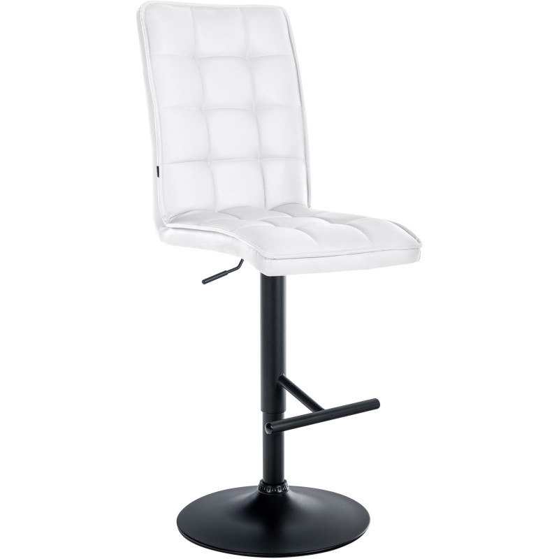 Tabouret de bar Dossier haut en Polyuréthane Blanc Métal Noir Liam - 1