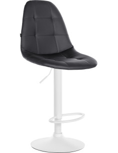 Tabouret de bar moderne en Polyuréthane Noir Métal Blanc Leyran - 1