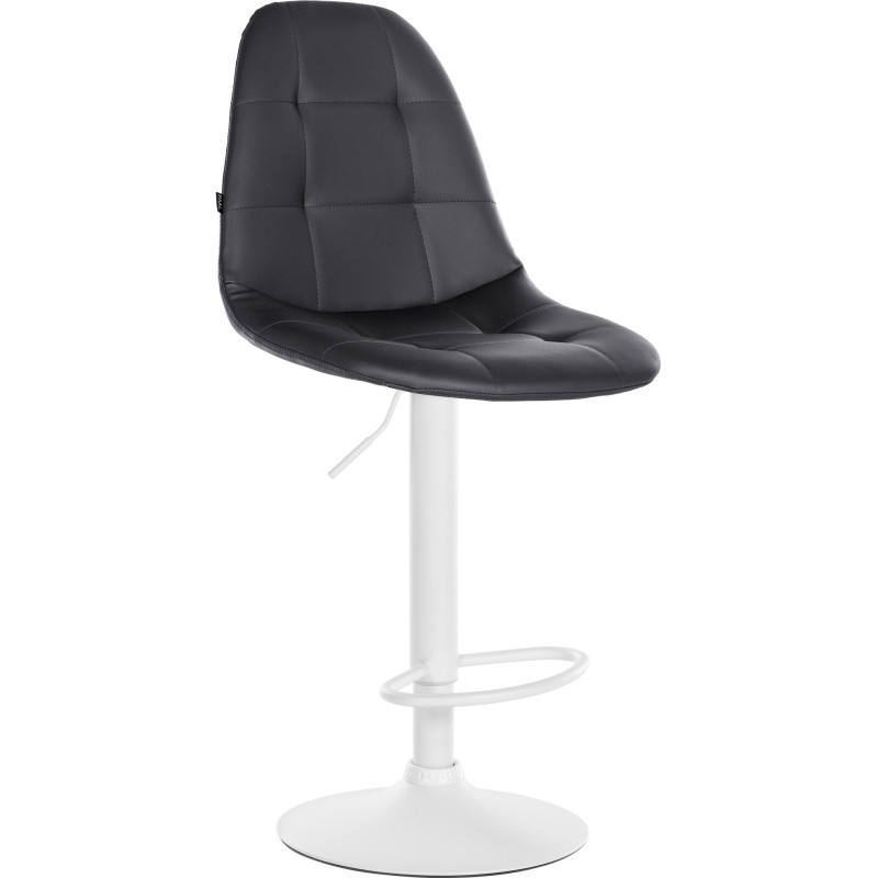Tabouret de bar moderne en Polyuréthane Noir Métal Blanc Leyran - 1