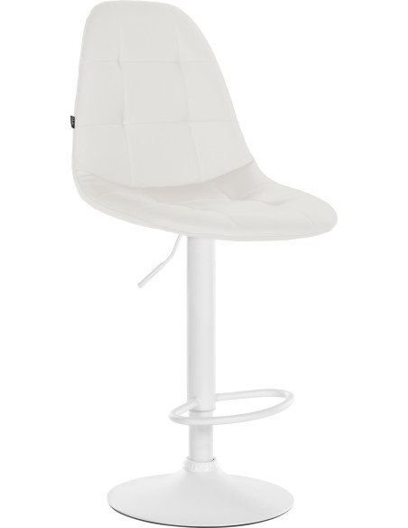 Tabouret de bar moderne en Polyuréthane Blanc Métal Blanc Leyran - 1